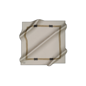 Pañuelo Cuadrado de Seda Crepé Satinado Beige con Rayas - 100% Seda, Impresión Digital, Accesorio para Fiestas de Primavera - Product Image 1