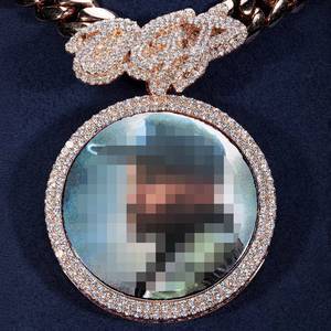 Tùy chỉnh vòng ảnh Mặt dây chuyền | 925 sterling Silver Iced out moissanite Bộ nhớ Vòng cổ | cá nhân hip hop đồ trang sức - Product Image 1