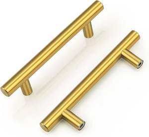 Trending Brass Handles <b>Set</b> for <b>Drawer</b> Windows <b>Wardrobe</b> Door <b>and</b> Cabinet Pull Handles Gold Color Modern Design Brass Door Handles - Product Image 5