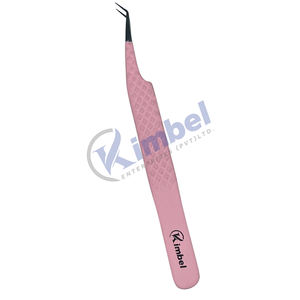 Professional Pink Stainless Steel Diamond Grip Volume Lash <b>Tweezers</b> Pointed Tip Eyelash Extensions Tool - Product Image 2