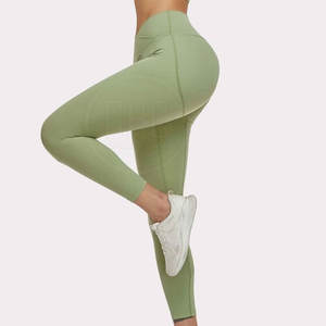 Private Label Low MOQ Women <b>Leggings</b> High Quality Spandex/Polyester Solid <b>Pattern</b> Quick Dry Breathable Comfortable Elastic Waist - Product Image 4