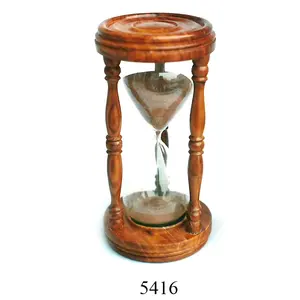 Real Nautical Natural Wooden Sand timer with Brown Premium Sand Hourglass Wooden Top/Base sand timer Wholesale