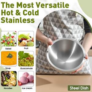 وعاء تبريد من الفولاذ المقاوم للصدأ 304 بجدار مزدوج معزول لتقديم الثلج في الحفلات، مناسب للصلصات والسلطات والأطعمة الساخنة أو الباردة - Product Image 6