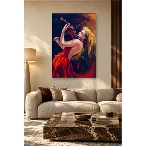 Fida, violoniste en robe rouge, impression sur toile - Product Image 2