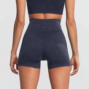 Shorts Deportivos de Cintura Alta para Mujer, Sin Costuras, Lavado Ácido, Transpirables, de Secado Rápido, de Algodón, Sexys, para Yoga y Fitness, con Botón - Product Image 3