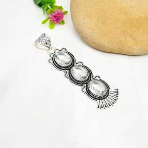 Elegante Topacio blanco piedra preciosa colgante plata esterlina rodio y chapado en oro bisel ajuste regalo de boda - Product Image 5