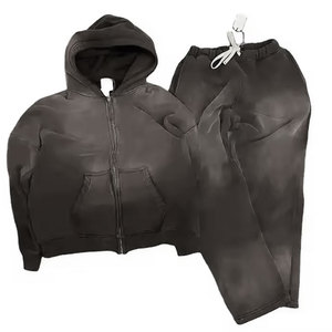 Conjunto Deportivo de Sudadera Holgada y Pantalones Holgados de Algodón Grueso Estampado para Invierno, Ecológico, Estilo Urbano Personalizado para Hombre y Mujer - Product Image 1