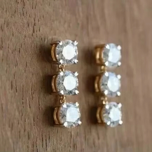 Sterling Silver 14K <b>Gold</b> Plated 2 Ct Oval Cut Moissanite Diamond Luxury Bezel Set <b>Stud</b> <b>Earrings</b> - Product Image 1