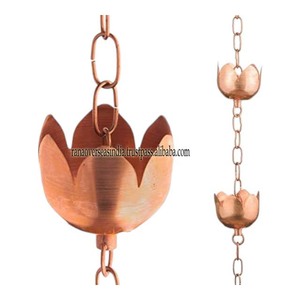 โซ่ฝนโลหะทองแดงดีไซน์ดอกบัวสำหรับใช้ในบ้าน - Product Image 5