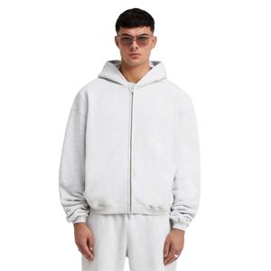 Sweats à capuche zippés en coton de haute qualité à épaules tombantes pour hommes Logo personnalisé grande taille surdimensionné mode hiver vêtements décontractés en gros - Product Image 1