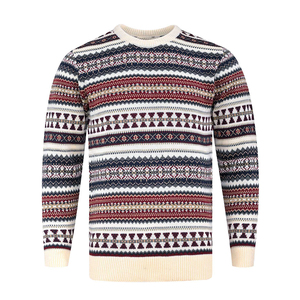 Suéter de manga larga de algodón con cuello redondo estampado para hombre, cárdigan de lana, nuevo diseño de moda, suéteres transpirables a rayas para hombre - Product Image 1