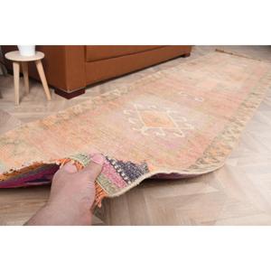 Vintage <b>Runner</b> <b>Rug</b> 3x11.2 ft, Orange Striped Turkish Wool <b>Rug</b> - Product Image 2