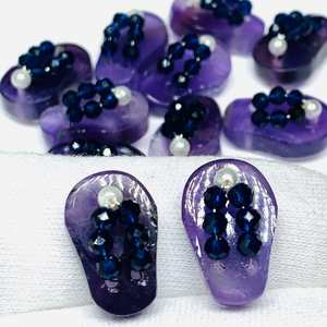 รองเท้าแตะอเมทิสต์ธรรมชาติ1คู่รองเท้าแตะอัญมณีแกะสลักด้วยมือเครื่องรางอัญมณีแกะสลักทรงหลวมหินอเมทิสต์ - Product Image 4