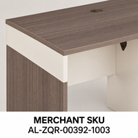 Bureau en bois grainé marron de 1200 mm avec tiroir et rangement, panneaux crème et hauteur fixe pour le travail informatique à domicile