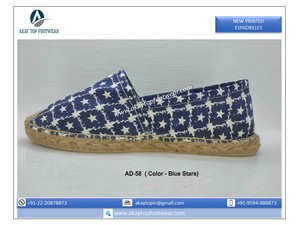 2023 nouveauté Espadrilles chaussures décontractées à la mode les plus vendues en bleu étoile imprime 100% coton toile espadrilles plates - Product Image 2