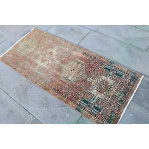 2.1x4.9 ft Small Turkish Vintage Rug, <b>Red</b> Ombr <b>Wool</b> Rug - Product Image 2