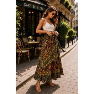Jupe portefeuille en coton 100% Jaipuri à imprimé Neptol, taille jusqu'à XXL, avec taille naturelle (CWS0007) - Product Image 4