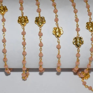 Top qualité plaqué or belles perles d'opale rose et breloques animales chaîne de chapelet, chaîne de perles de fil pour la fabrication de bracelets de bijoux - Product Image 4