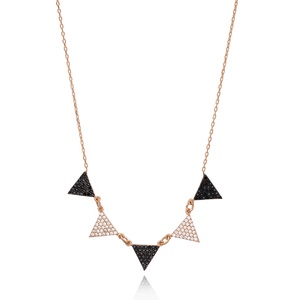 Triángulo geométrico diseño negro y claro circón piedra turco hecho a mano collar al por mayor 925 joyería de plata esterlina - Product Image 1