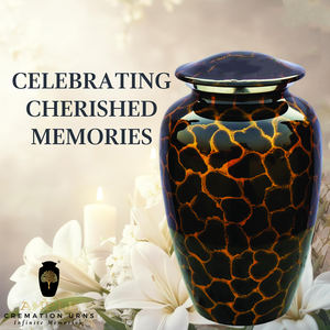 Urna funeraria negra hecha a mano con estampado dorado de 10 pulgadas con bolsa de terciopelo, diseño ecológico y personalizable - Product Image 6