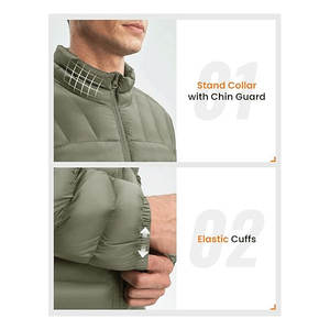 Chaqueta de invierno acolchada con aislamiento empacable ligera para hombre, abrigo hinchado alternativo de plumón resistente al agua de alta calidad - Product Image 5