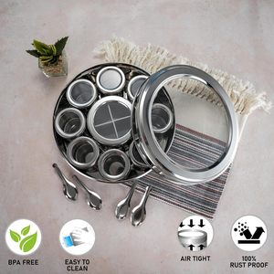 Nhà Máy Giá Masala Container Xem Thông Qua Nắp 12-Trong-1 Thép Không Gỉ Masala Dabba Gia Vị Hộp Với Phân Vùng Giữa - Product Image 6