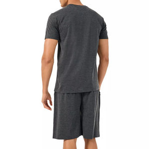 Ensemble T-shirt et short en coton respirant à deux pièces décontracté avec logo personnalisé pour hommes, été - Product Image 5