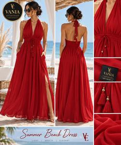 Robe longue d'été élégante pour femme 2026 en lin et laine 100% à imprimé léopard, col montant, boutonnée sur le devant, sans manches, pour les vacances et la plage - Product Image 4