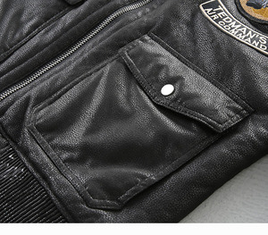 Chaqueta de Cuero Bomber para Hombre, Forrada de Lana, Engrosada, de Piel de Cordero, Chaqueta de Motociclista de Cuero, Chaqueta de PU de una Pieza con Piel Sintética, Alta Calidad - Product Image 2