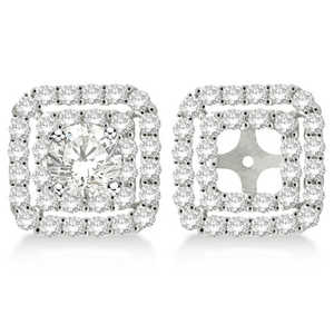 14k White Gold Pave-<b>Set</b> <b>Square</b> Diamond Earring Jackets 1.05ct Diamond Jewelry - Product Image 1