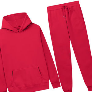 Conjunto Deportivo de Sudadera con Capucha Roja Sólida y Pantalones Jogger para Hombre y Mujer, Ropa Deportiva Casual de Invierno, Venta al Por Mayor de Fábrica, Logotipo Personalizado OEM - Product Image 4