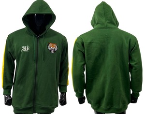Venta al por mayor personalizado 400 GSM polar doble cremallera cordón Sudadera con capucha verde algodón mezclado cremallera Sudadera con capucha para hombres OEM personalizable - Product Image 1