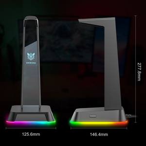 ONIKUMA Support LED pour casque d'écoute Ports USB Support noir pour casque d'écoute Gamers Gaming <span class=keywords><strong>PC</strong></span> Accessoires - Product Image 6