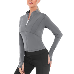 Veste de sport pour femmes, yoga, imprimé, manches longues, fermeture éclair, ajustée, légère, respirante, vêtements de sport pour la course à pied - Product Image 1