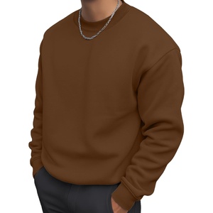 Sweat-shirts surdimensionnés personnalisés de grande taille, couleur unie, col rond, qualité supérieure, tissu doux et confortable, coupe décontractée pour hommes 2027 - Product Image 1