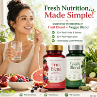 Capsules de mélange de fruits et légumes, plus de 20 fruits et légumes véritables, soutien quotidien à base de plantes pour le bien-être, marque privée OEM