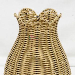 Vase en rotin rustique fait à la main écologique avec osier pour intérieurs de ferme et décorations Boho Chic pour la maison - Product Image 3