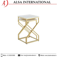 Ensemble de tables gigognes réglables en hauteur en métal noir et blanc avec finition dorée au design moderne, dernière collection, vente en gros, de l'exportateur indien