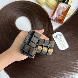 Sun Hair Company Cheveux Humains Vietnamiens Remy de Haute Qualité 100% Vierge Double Drawn Ondulés Naturels Raides Bruns à Bandes Adhésives - Product Image 3