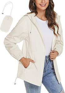 Women's <b>Lightweight</b> Hooded Windbreaker <b>Jacket</b> Breathable <b>Waterproof</b> Zipper Raincoat with <b>Packability</b> Cotton Filled Woven - Product Image 5