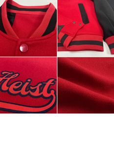 Chaqueta universitaria roja universitaria de alta calidad para hombres Mangas de cuero hechas a mano Casual OVO Collegiate para jugadores de béisbol Letterman - Product Image 4