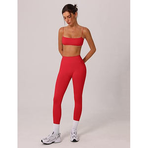 Conjuntos deportivos para mujer, sujetador deportivo y leggings sin costuras, de cintura alta, elásticos, transpirables, para yoga. - Product Image 6