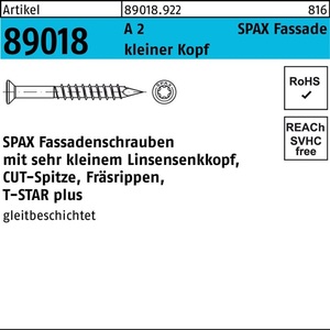Facade <b>Screw</b> R 89018 Liko T-STAR 5x100/61-T A2 Small Head 100 Pieces SPAX - Product Image 1