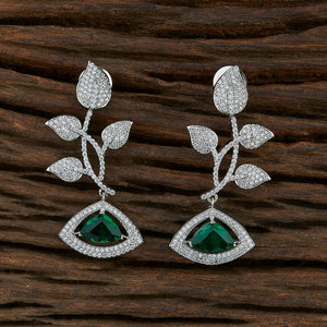 American <b>Diamond</b> Rhodium Plated Classic <b>Earring</b> With Cubic Zirconia Jewellery in Wholesale Market - Product Image 4