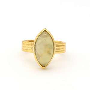 ODM personnalisable bague en laiton plaqué or à la mode citron Quartz forme ovale vente directe pour hommes femmes bagues de fiançailles de mode - Product Image 1