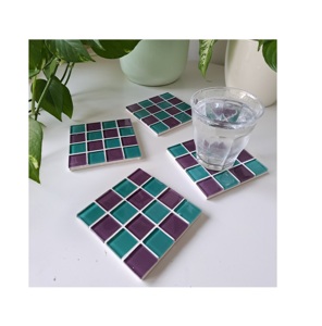 Home And Kitchen Tableware Square Shape New Pattern <b>Glass</b> Mosaic Coaster Standard Quality <b>Mat</b> and Pad Tableware Coaster for Sale - Product Image 4