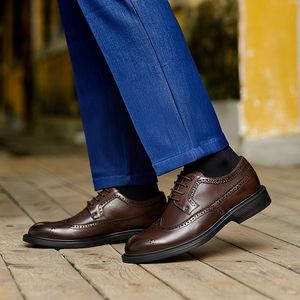 Zapatos Casuales de Negocios de Cuero para Hombre, Suela Antideslizante, Plantilla Acolchada para Usar Todo el Día, Zapatos Casuales de Cuero para Hombre - Product Image 2