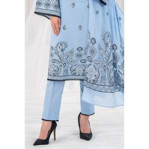 Conjunto de Traje Jacquard Azul de 3 Piezas Sin Coser para Mujer - Product Image 2