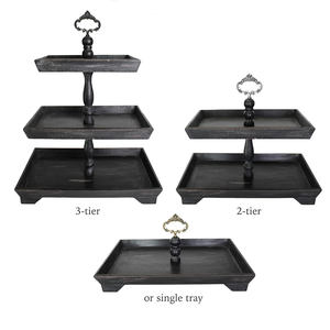 Plateau de service en bois durable à 3 niveaux grand support à plusieurs niveaux pour comptoir de cuisine ferme décor de vacances présentoir à cupcakes détachable - Product Image 3