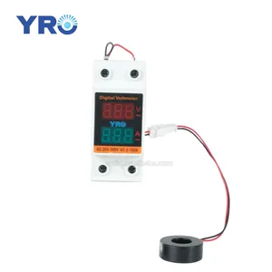 YRO AC 20V-500V 100A Digital LED Din-Rail Voltmeter Ammeter Voltage Amps Meter Tester Monitor